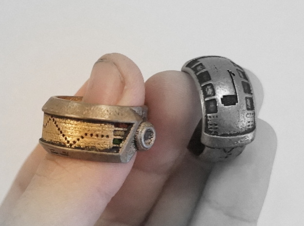 Robot Ring (Silver) in Black Natural Versatile Plastic