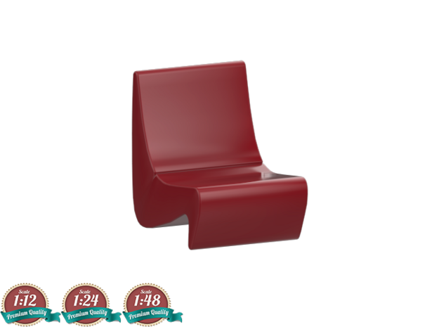 Miniature Amoeba Chair - Verner Panton in White Natural Versatile Plastic: 1:24