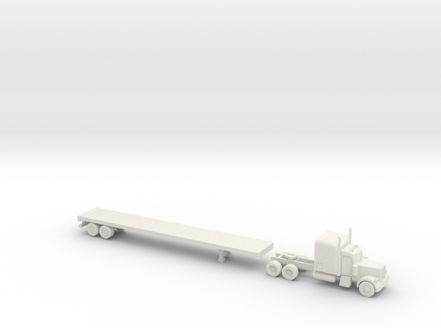 Peterbilt 379 with Flatbed - 1:200scale in White Natural Versatile Plastic