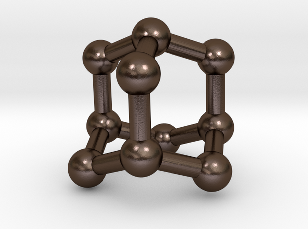 0628 Adamantane (Ball-and-stick model without H) in Polished Bronze Steel