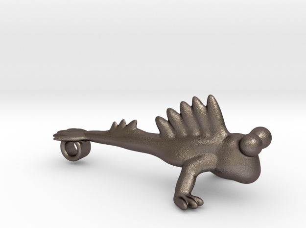 The mudskipper pendant (with variants) in Polished Bronzed Silver Steel: Medium