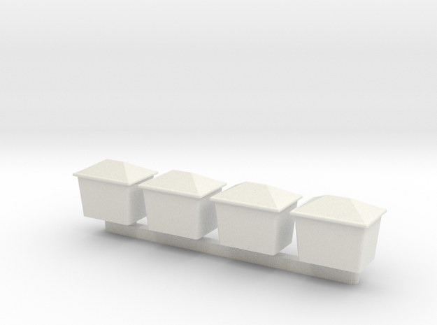 N Scale Grit Box 4pc in White Natural Versatile Plastic