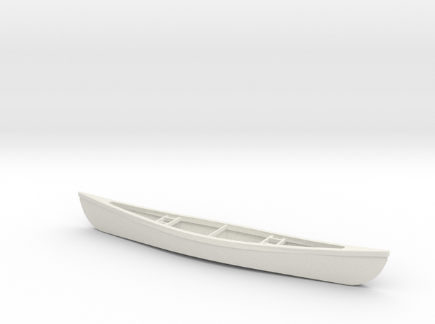 1/24 Scale 18 Ft Canoe in White Natural Versatile Plastic
