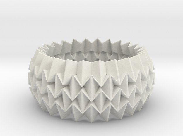 Bracelet WB - Origami Inspired Design   in White Natural Versatile Plastic
