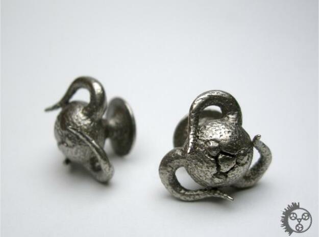 Tentacle Creature Cufflinks in Polished Bronzed Silver Steel