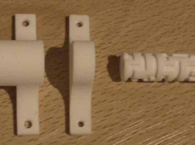 Maze lock, 1.5 cm cylinder, with fasteners in White Processed Versatile Plastic