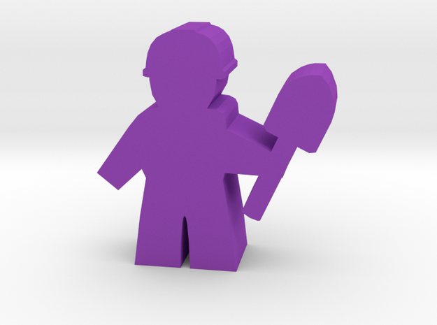 Game Piece, City Worker with shovel in Purple Processed Versatile Plastic