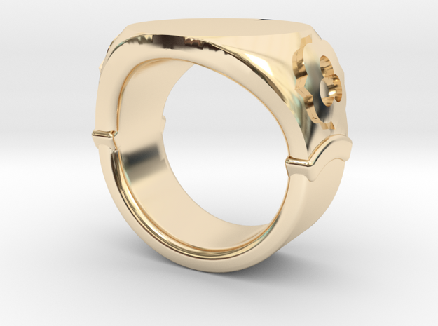 Seal Ring Trefoil - engraved in 14k Gold Plated Brass: 5.5 / 50.25