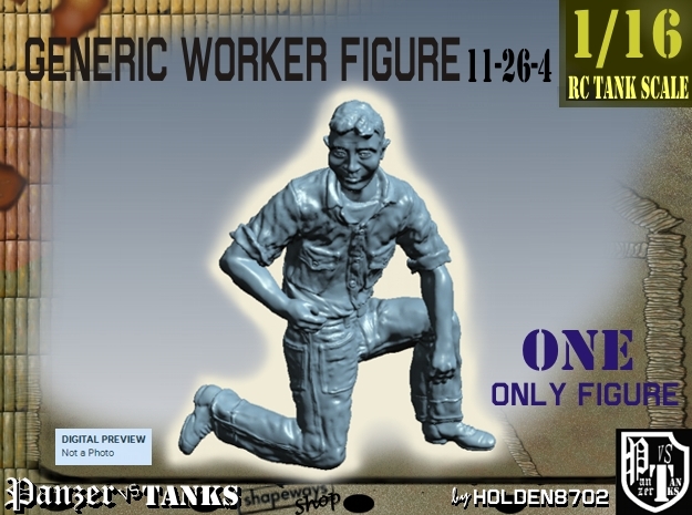 1-16 Generic Worker Figure 11-26-4 in White Natural Versatile Plastic