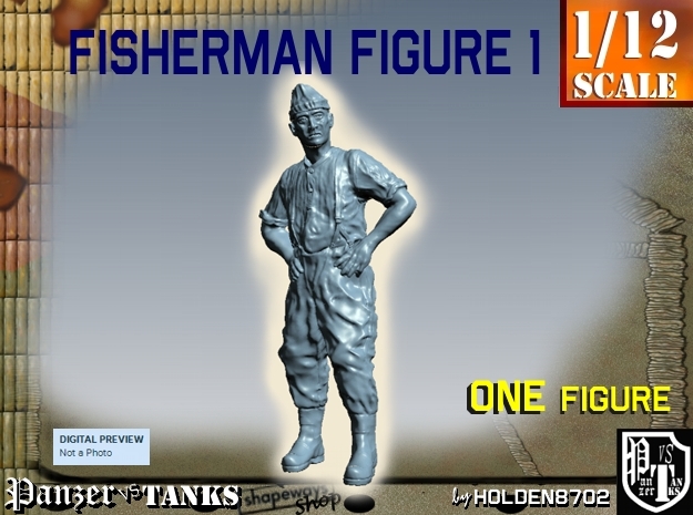 1-12 Fisherman Figure 1 in White Natural Versatile Plastic