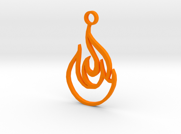 Flame pendant in Orange Processed Versatile Plastic