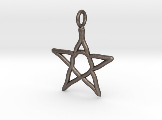 Warped star necklace in Polished Bronzed Silver Steel