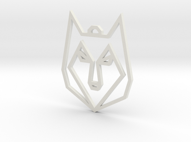 Geometric Wolf Pendant in White Natural Versatile Plastic