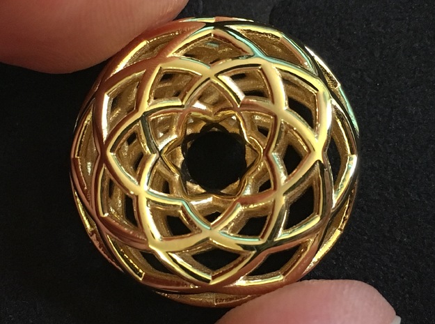 Sacred Geometric Vortex Pendant (6 loop) in 18k Gold Plated Brass