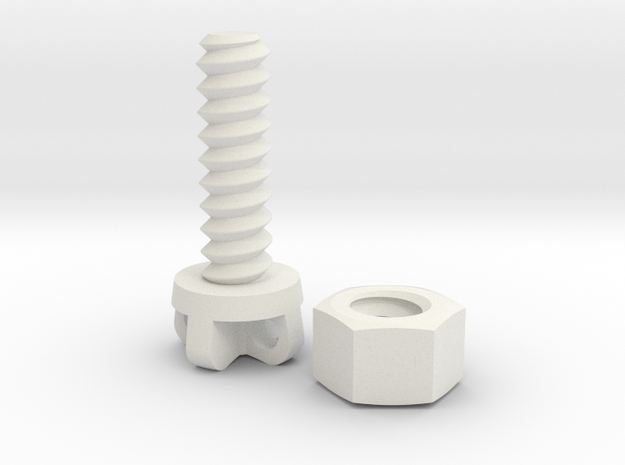 Bolt 8x25 and Nut  in White Natural Versatile Plastic