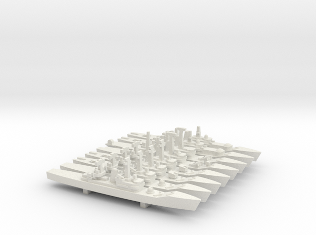 Leander Frigate Set, 8pc, 1/1800 in White Natural Versatile Plastic