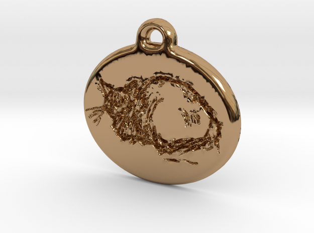 Doodled Cat in Polished Brass