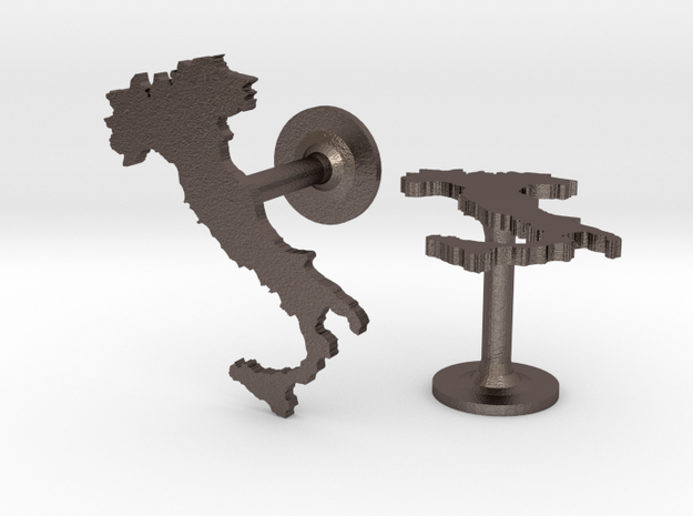 Italy Cufflinks in Polished Bronzed Silver Steel