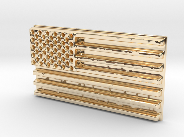 American flag in 14k Gold Plated Brass