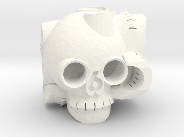 Skull D6 in White Processed Versatile Plastic