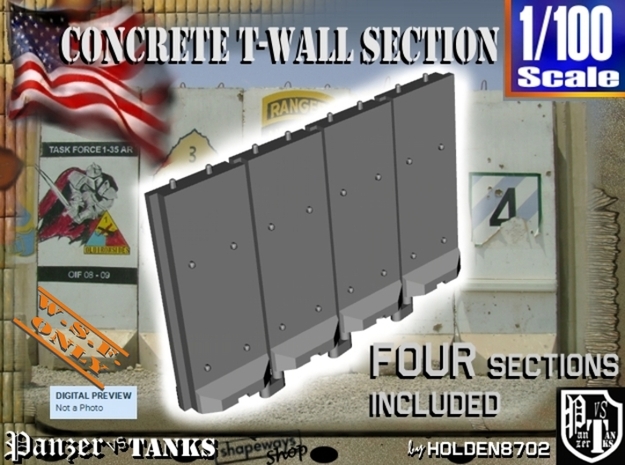 1-100 Concrete T-Wall Section Set in White Natural Versatile Plastic