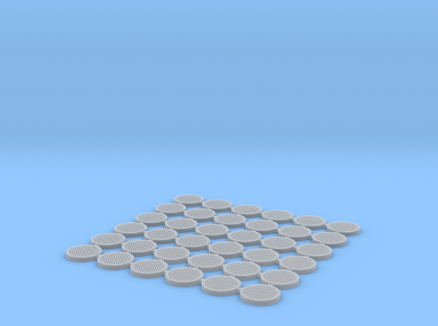 Manhole covers 01. HO Scale (1:87) in Tan Fine Detail Plastic