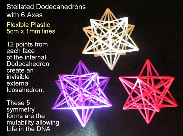 Stellated Dodecahedron with axes - 50mm in Purple Processed Versatile Plastic