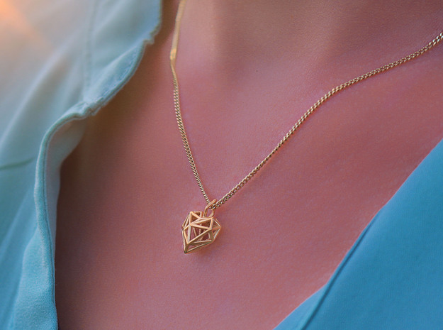 Heart Pendant Necklace in 14k Gold Plated Brass