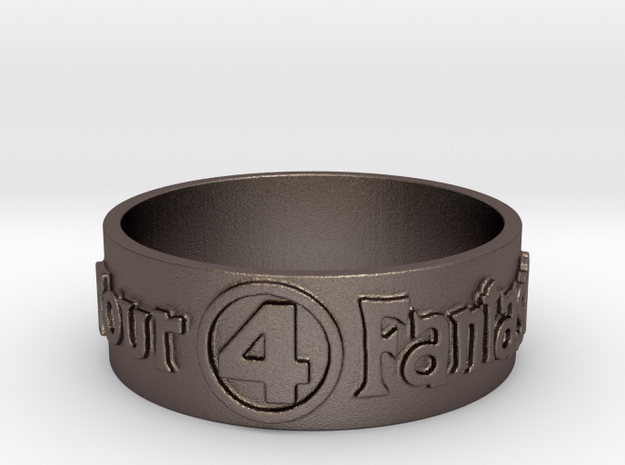 Fantastic Four Title Embossed Ring Size 12.25 in Polished Bronzed Silver Steel: 12.25 / 67.125