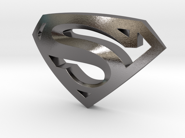 SUPERMAN LOGO  in Polished Nickel Steel: Small