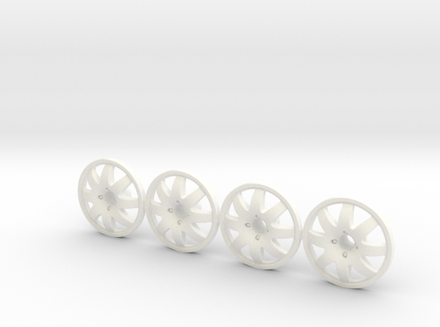 4 tapacubos tipo Speedline Clio 1:24 diámetro 16.2 in White Processed Versatile Plastic