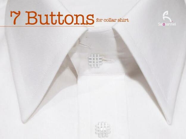 #-buttons for collar shirt - 7pcs. in White Processed Versatile Plastic