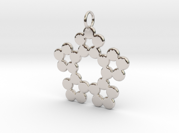 Circles Snowflake Pendant Charm in Rhodium Plated Brass