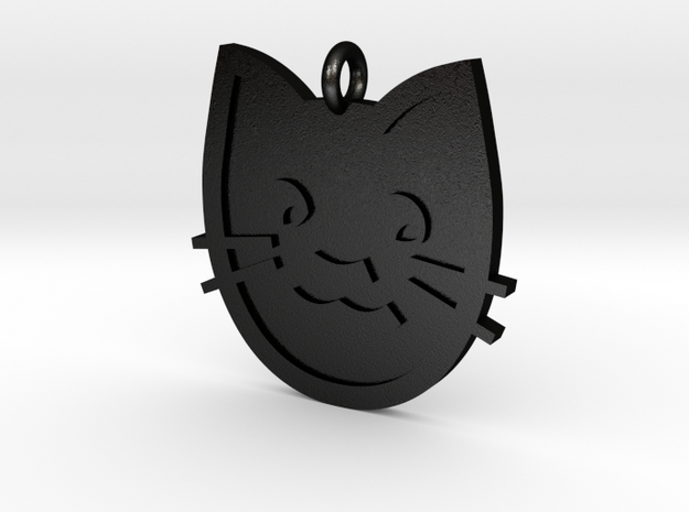 Cat Pendant in Matte Black Steel