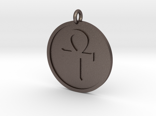 Ankh Pendant in Polished Bronzed Silver Steel