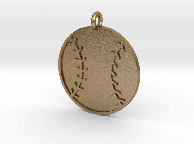 Baseball Pendant in Polished Gold Steel