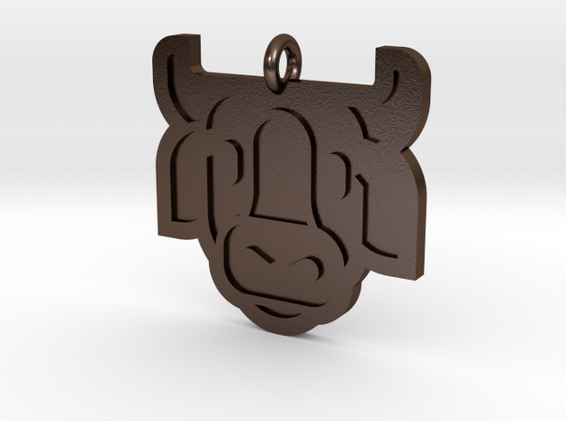 Cow Pendant in Polished Bronze Steel