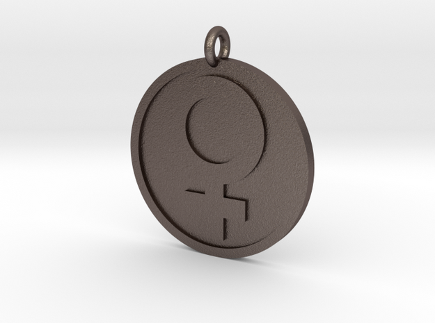 Female Pendant in Polished Bronzed Silver Steel