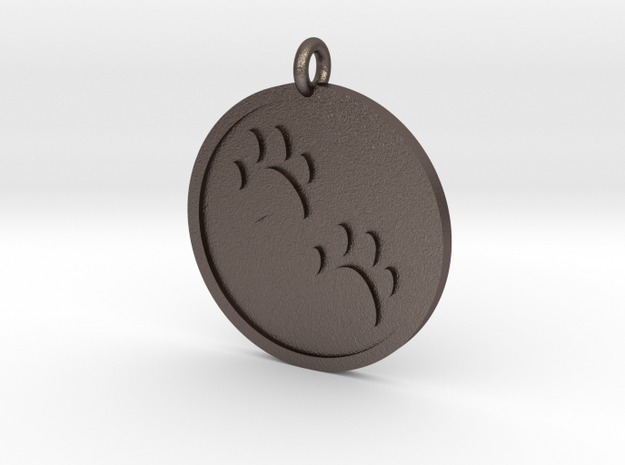 Paw Prints Pendant in Polished Bronzed Silver Steel