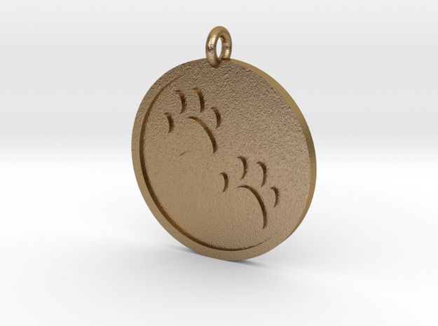 Paw Prints Pendant in Polished Gold Steel