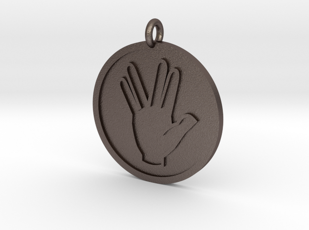 Vulcan Salute Pendant in Polished Bronzed Silver Steel