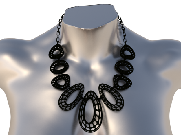 Elegant Necklace in Black Natural Versatile Plastic