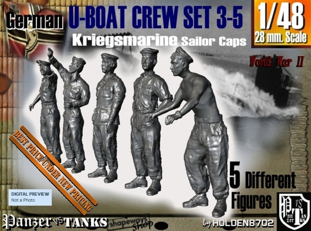 1-48 German U-Boot Crew Set3-5 in Tan Fine Detail Plastic