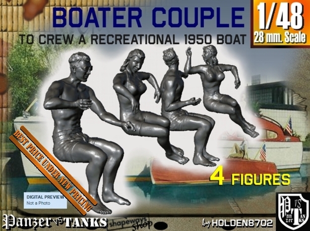 1-48 Recreation Boat Couple Set 1 in Tan Fine Detail Plastic