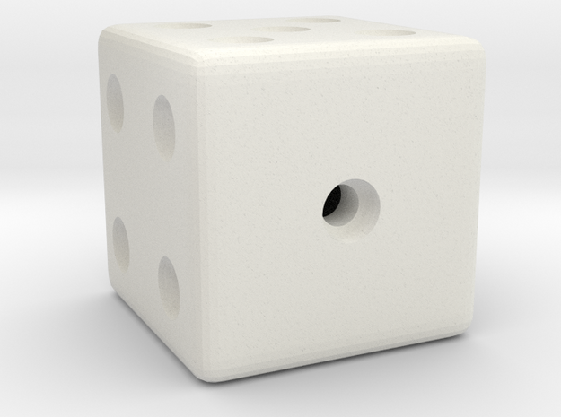 Weighted, or Loaded Die (Favors a Roll of 1) in White Natural Versatile Plastic