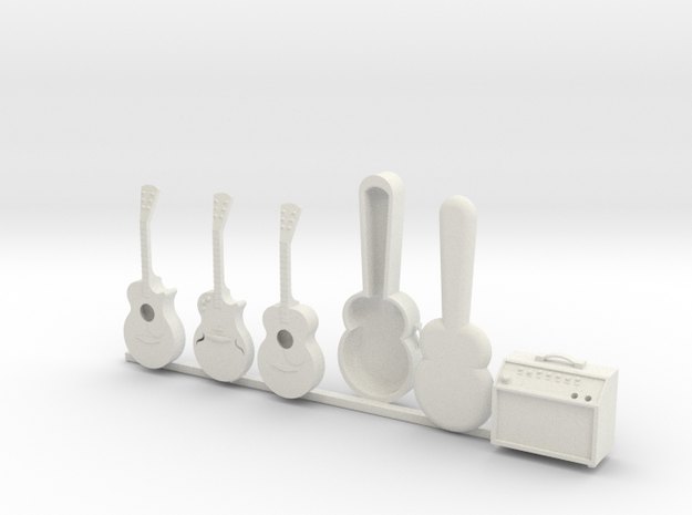 1/24 Scale Guitar Collection in White Natural Versatile Plastic
