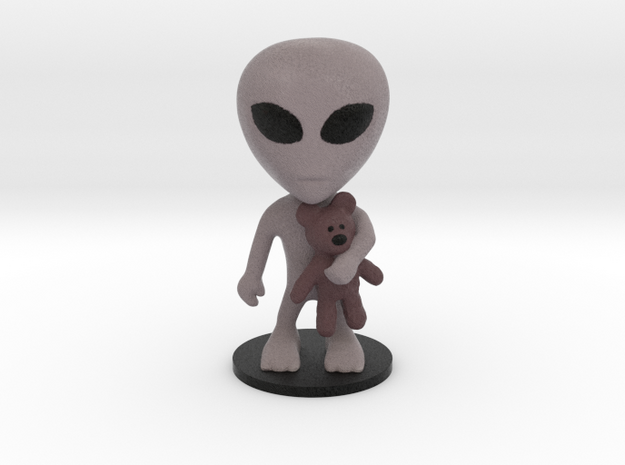Little Alien with a Teddy Bear in Full Color Sandstone
