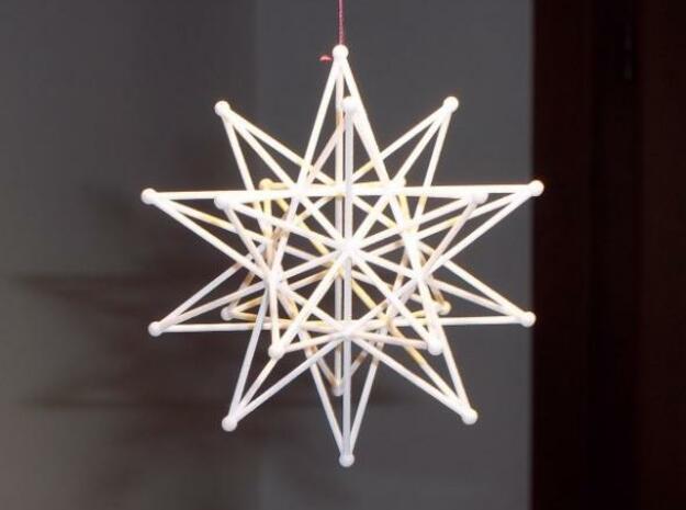 Stellated icosahedron (thin) in White Natural Versatile Plastic