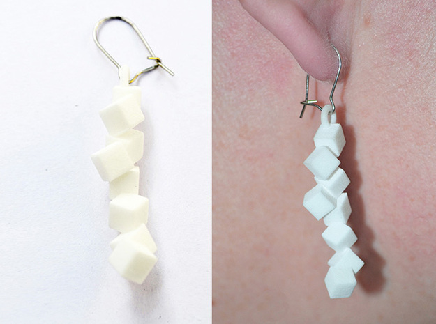 Earrings Falling cubes in White Processed Versatile Plastic