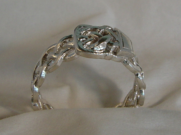 Braided Ring With Buckle in Natural Silver